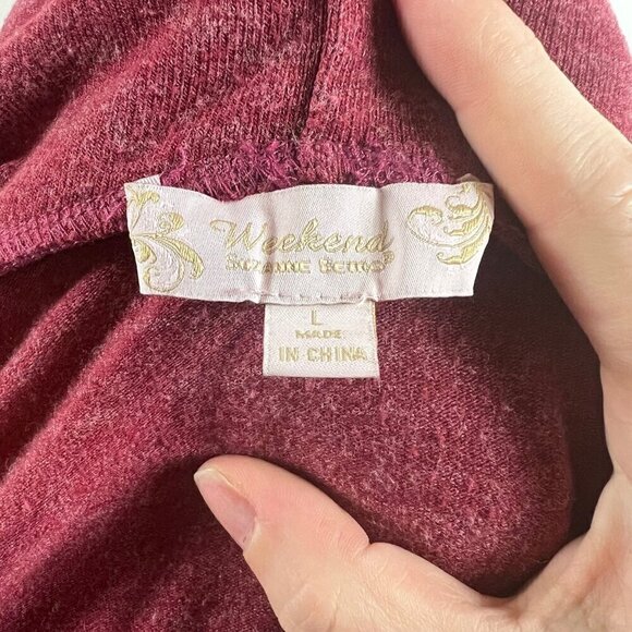 Weekend Suzanne betro rose pink v-neck hoodie bell tie sleeve top - Picture 7 of 8